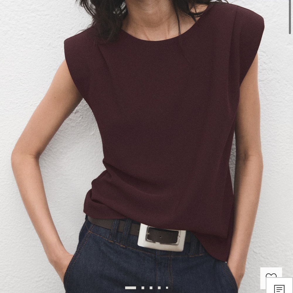 MANGO RUCHED BLOUSE WITH SHOULDER PADS
